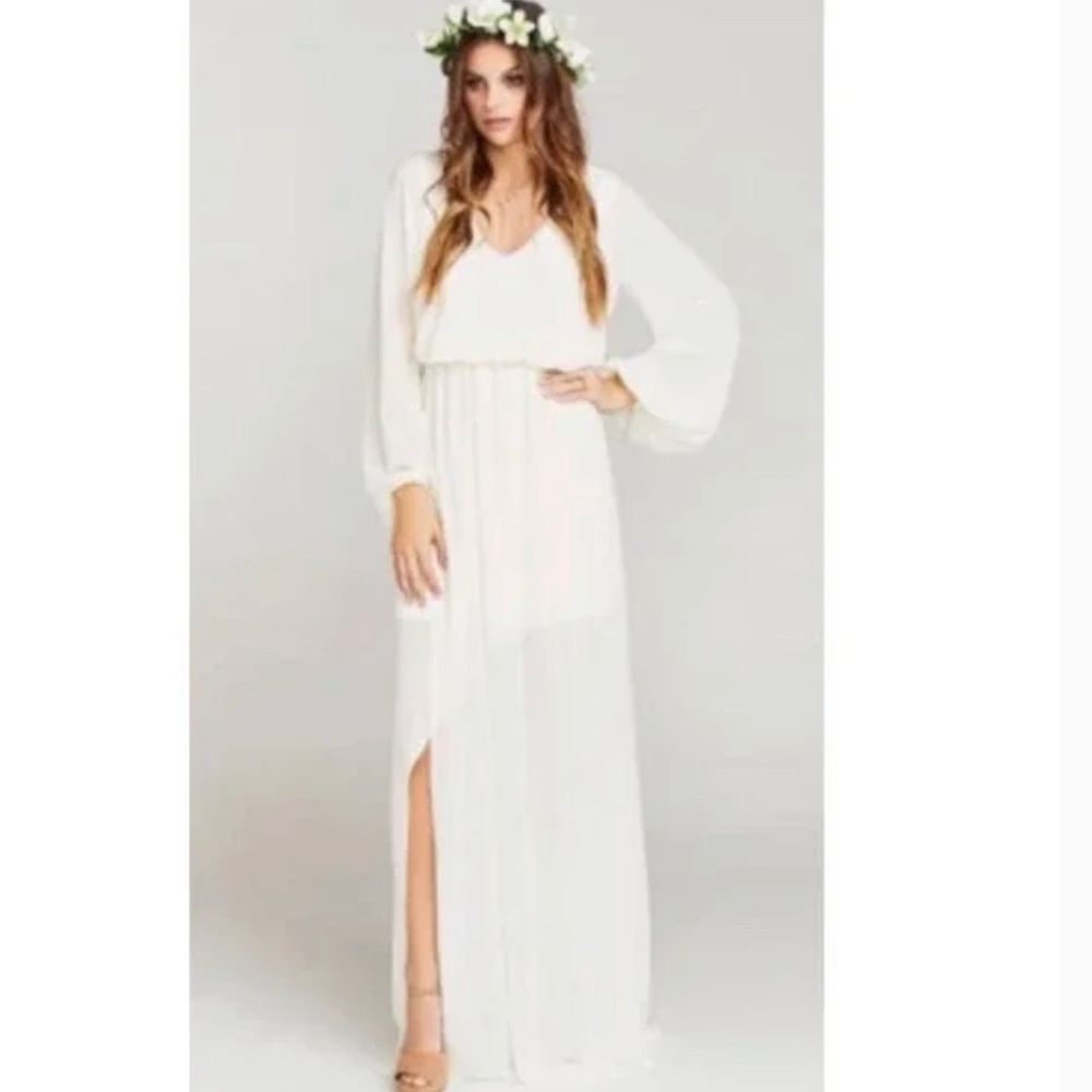 Show Me Your Mumu Jocelyn Long Sleeve Maxi White Sz Sm